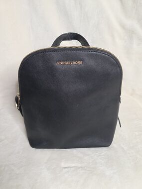 Michael Kors Cindy Large Saffiano Leather Backpack - Black/Gold
